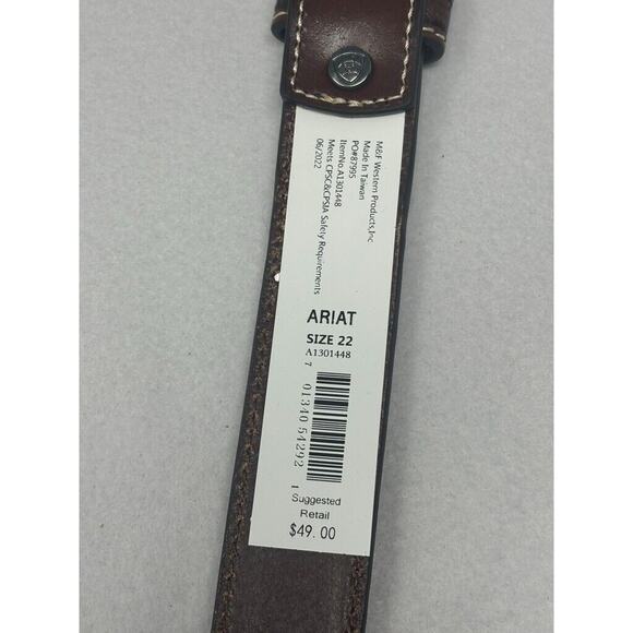 Ariat Western Belt Leather Youth Concho Southwest Inlay Brown NEW Size 22 - Picture 9 of 11